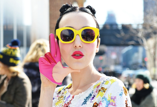 Michelle Harper, wearing Karen Walker Soul Club